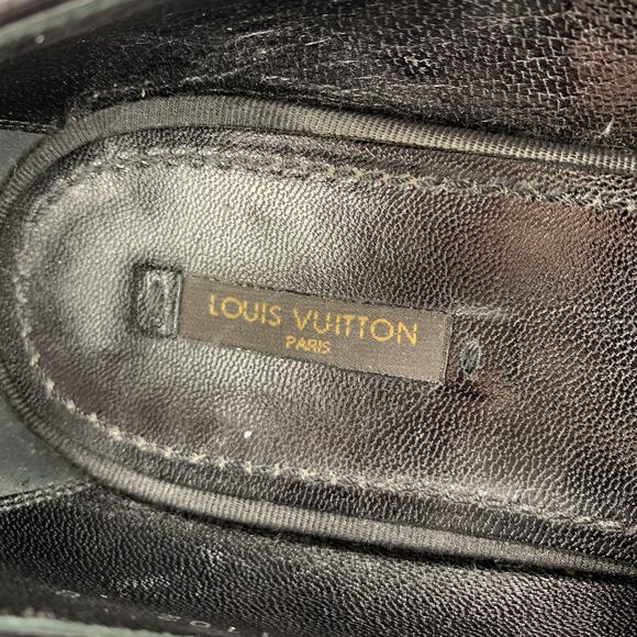 LOUIS VUITTON Size 9 Black Suede Slip On Bow Loafers - Picture 5 of 7